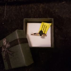 oval cut black onyx sterling silver ring size 6.5